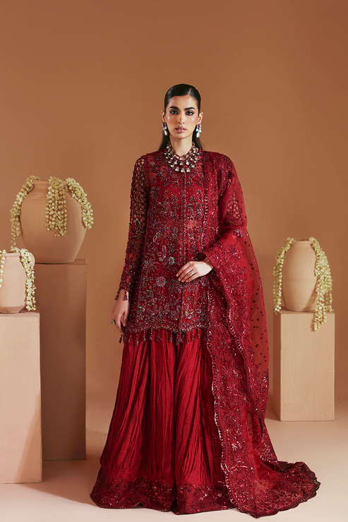 Emaan Adeel | Celestique Formals 25 | SCARLET - by Libasekhas UK - Registered Vendor of : Emaan Adeel - 100% Original Designer Dress