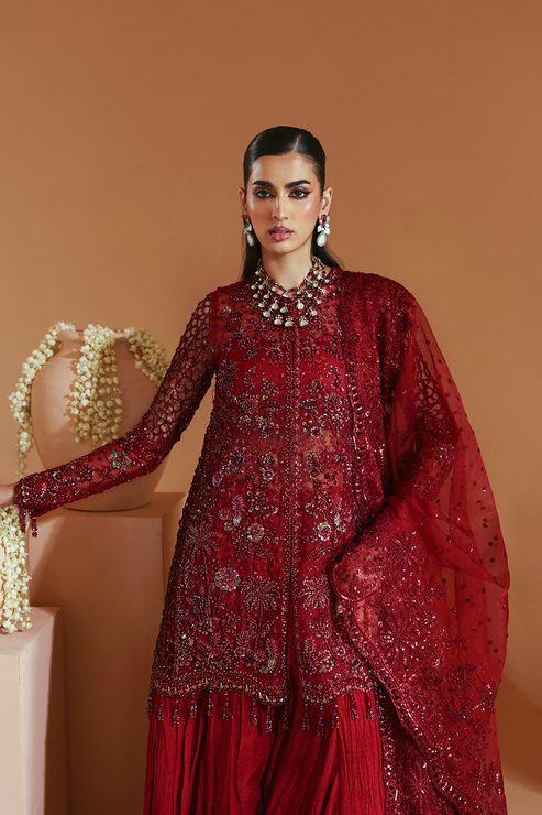 Emaan Adeel | Celestique Formals 25 | SCARLET - by Libasekhas UK - Registered Vendor of : Emaan Adeel - 100% Original Designer Dress