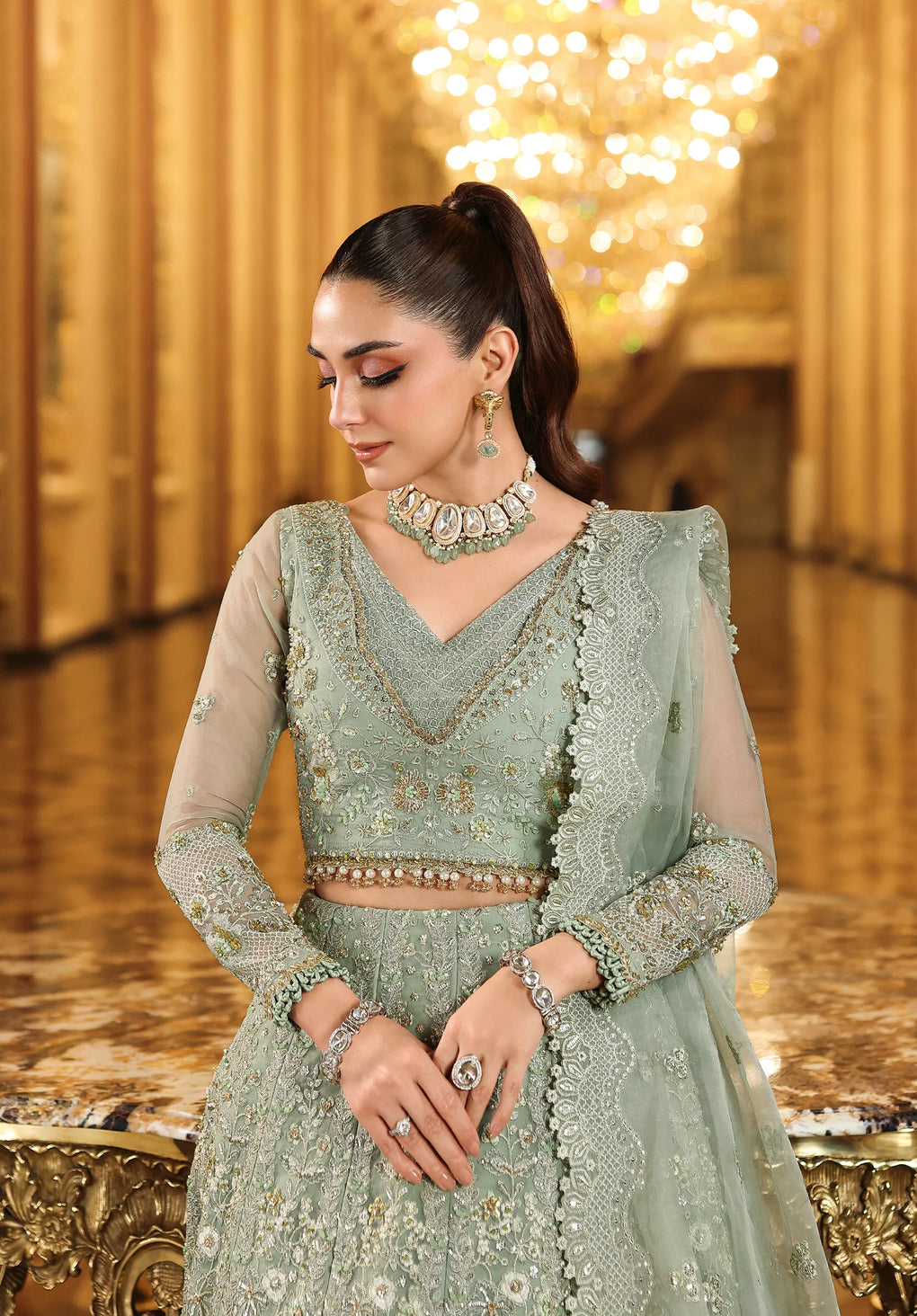 Elaf Premium | Stardom Formal Handwork 25 | ESH-03 LIME LIGHT - by Libasekhas UK - Registered Vendor of : Elaf Premium - 100% Original Designer Dress