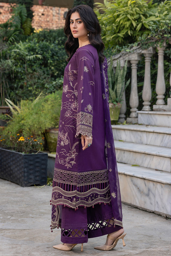 Farasha | Summer Weaves Embroidered Lawn | Raven Plum - by - Libasekhas UK - Registered Vendor of : Farasha - 100% Original Designer Dresss