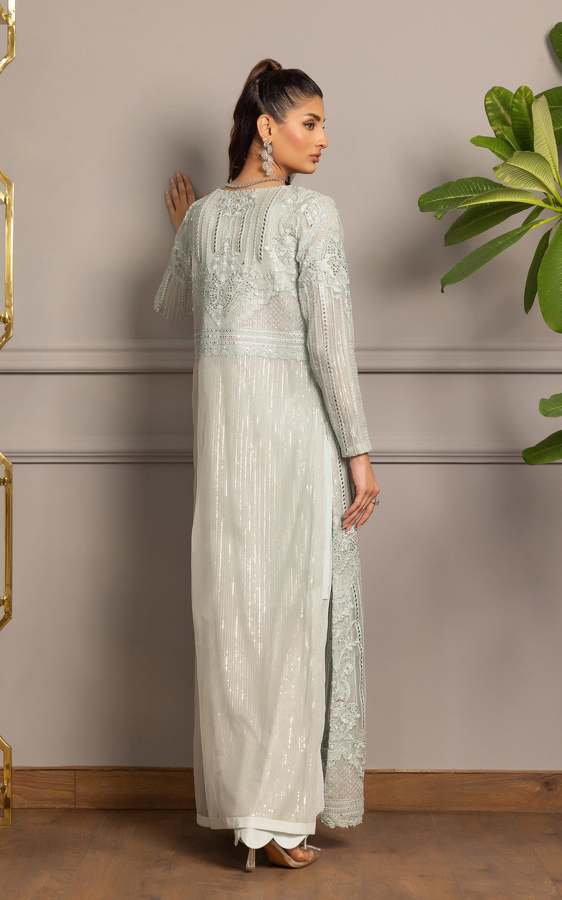 Threads and Motifs | Formal Dresses 25 | Organza Embroidered Jacket With Inner - by Libasekhas UK - Registered Vendor of : Threads and Motifs - 100% Original Designer Dress