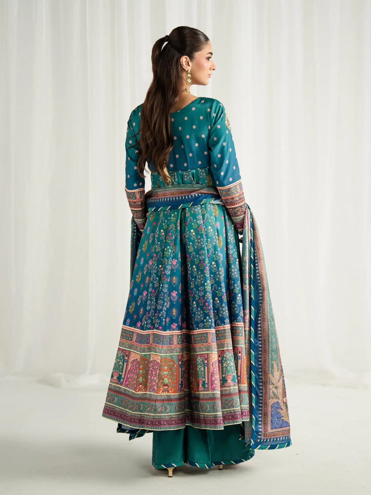 Gulaal | Aira Printed Silk | Azure - by Libasekhas UK - Registered Vendor of : Gulaal - 100% Original Designer Dress