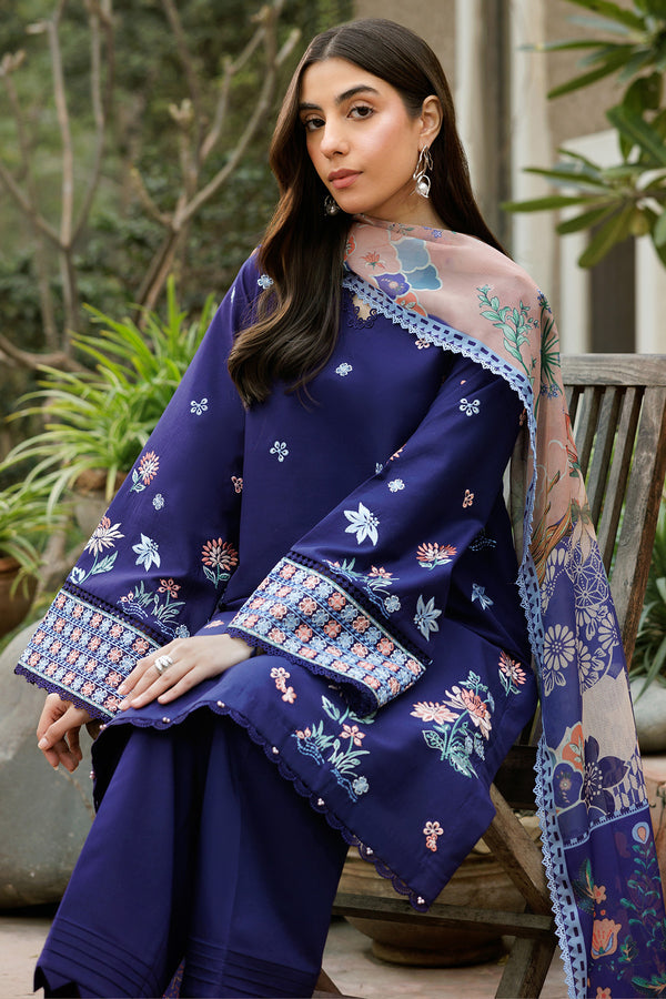 Farasha | Summer Weaves Embroidered Lawn | Indigo Glow - by - Libasekhas UK - Registered Vendor of : Farasha - 100% Original Designer Dresss