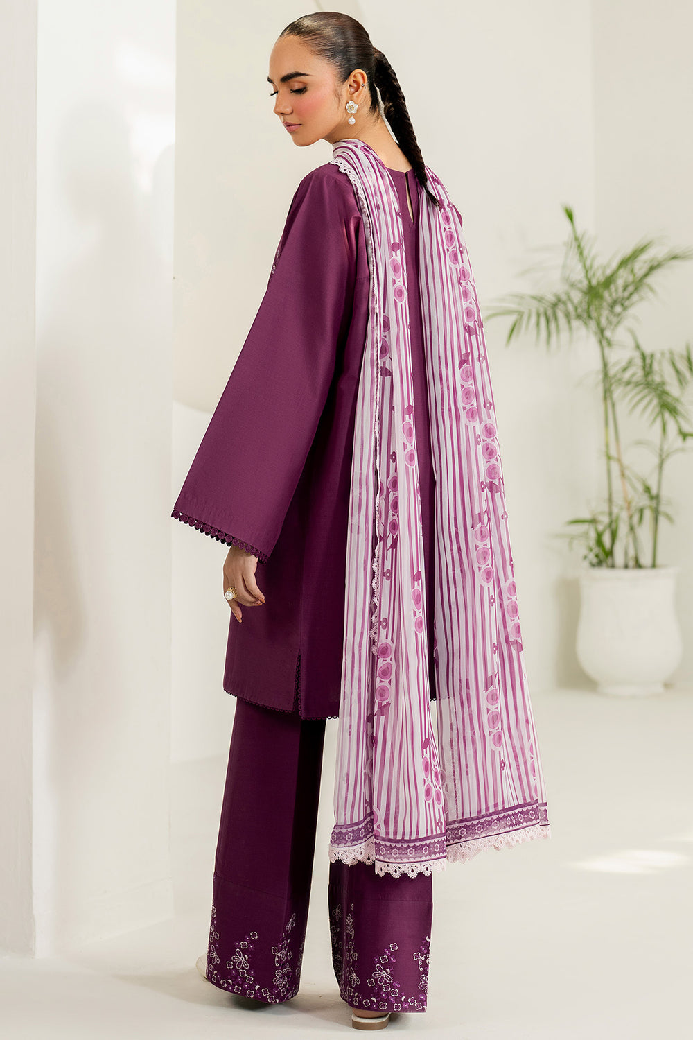 Farasha | Thread Lines Embroidered | Mauve Eclips - by Libasekhas UK - Registered Vendor of : Farasha - 100% Original Designer Dress
