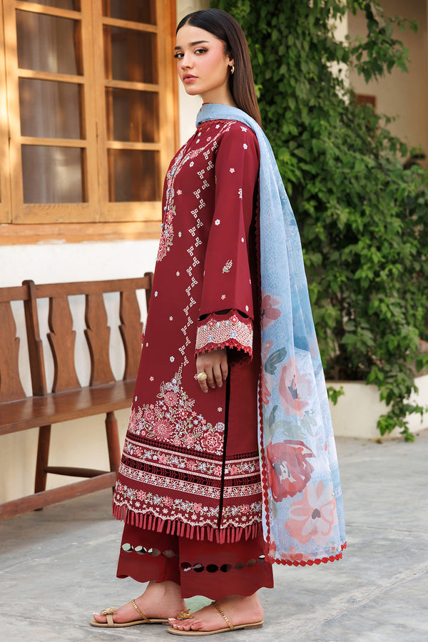 Farasha | Summer Weaves Embroidered Lawn | Crimson Glow - by - Libasekhas UK - Registered Vendor of : Farasha - 100% Original Designer Dresss