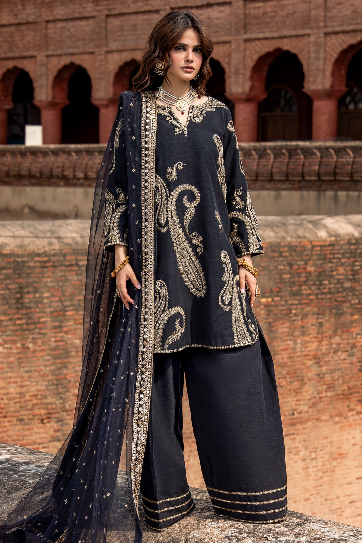 Charizma | Festive Pret | 3-PC Embroidered Raw Silk CMA-6-411 - by Libasekhas UK - Registered Vendor of : Charizma - 100% Original Designer Dress