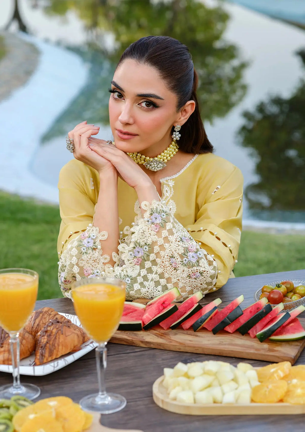 Elaf Premium | Luxury Lawn 25 | ELH-4A DANDELION - by - Libasekhas UK - Registered Vendor of : Elaf Premium - 100% Original Designer Dresss