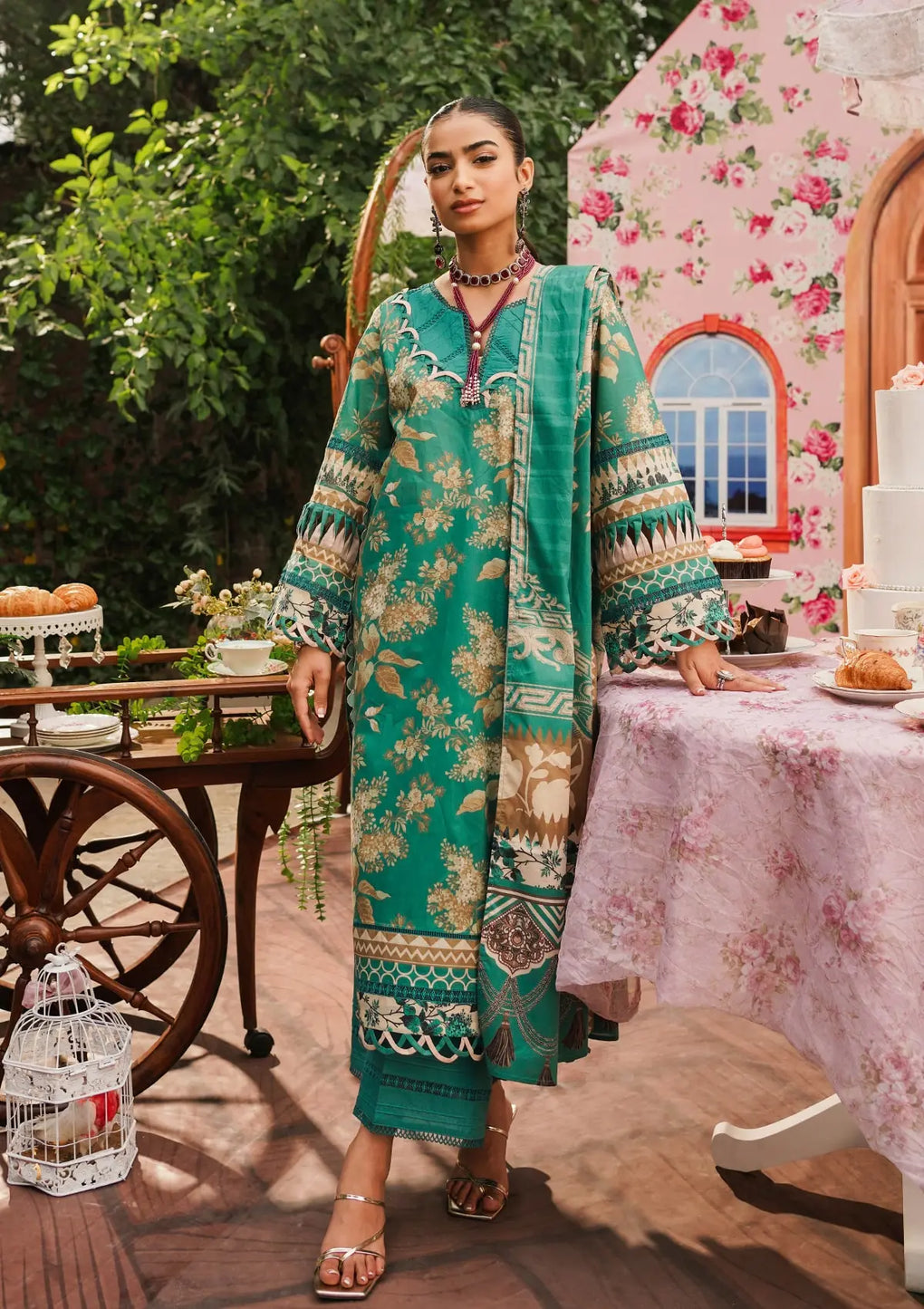 Elaf Premium | Printed Collection 24 | EEP-04B - Chic Teal - by - Libasekhas UK - Registered Vendor of : Elaf Premium - 100% Original Designer Dresss
