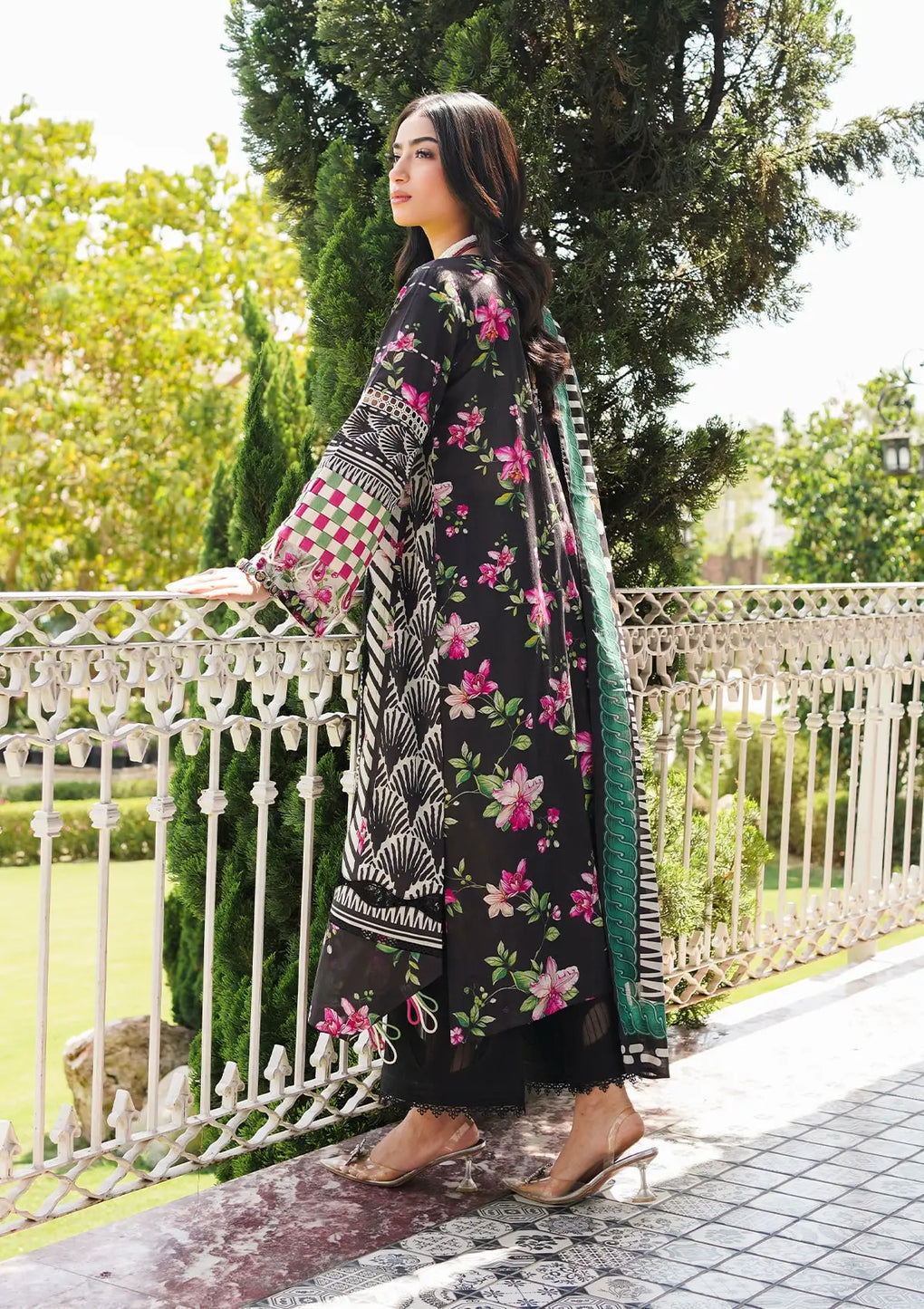 Elaf Premium | Printed Collection 24 | EEP-02A - Dark Floral - by - Libasekhas UK - Registered Vendor of : Elaf Premium - 100% Original Designer Dresss