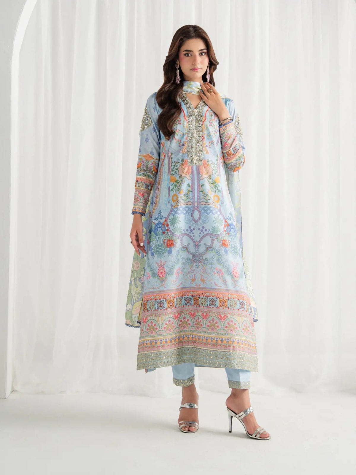 Gulaal | Aira Printed Silk | Misty - by Libasekhas UK - Registered Vendor of : Gulaal - 100% Original Designer Dress