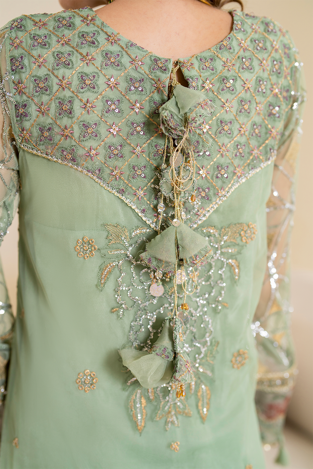 Iznik | Chinnon Chiffon | CC-41 Embroidered Net - by - Libasekhas UK - Registered Vendor of : Iznik - 100% Original Designer Dresss