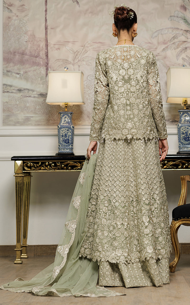 Threads and Motifs | Formal Dresses 25 | Organza Embroidered Maxi With Jacket - by Libasekhas UK - Registered Vendor of : Threads and Motifs - 100% Original Designer Dress