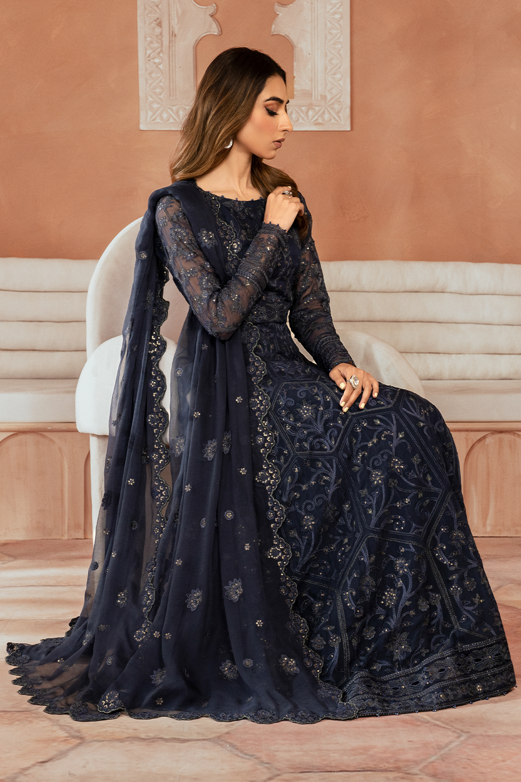 Iznik | Chiffon Kari | ICK-07 Embroidered Chiffon - by - Libasekhas UK - Registered Vendor of : Iznik - 100% Original Designer Dresss