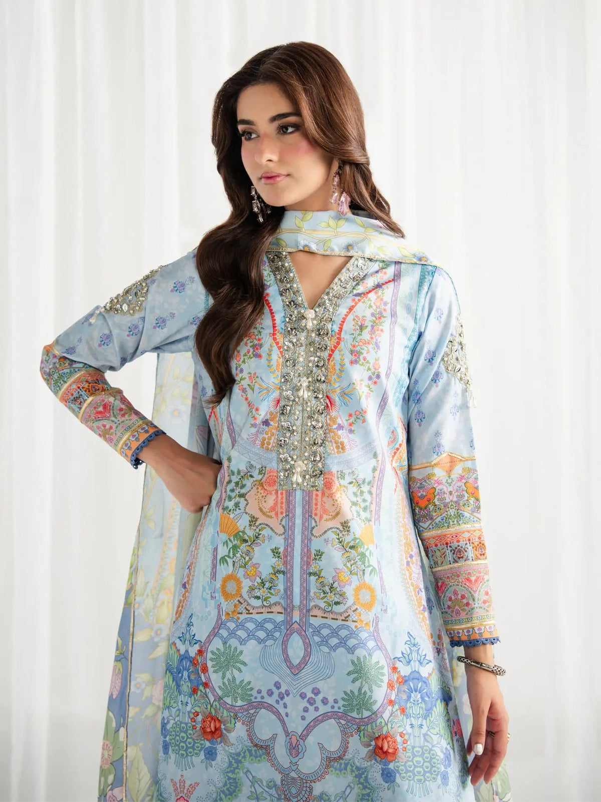 Gulaal | Aira Printed Silk | Misty - by Libasekhas UK - Registered Vendor of : Gulaal - 100% Original Designer Dress