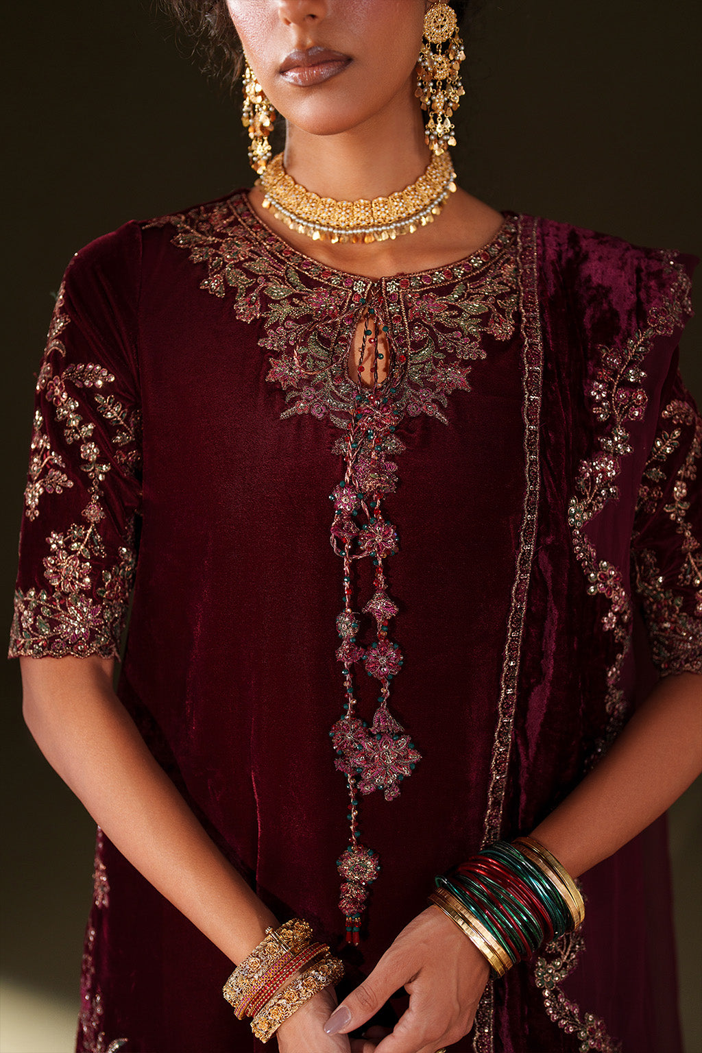 Iznik | Velvet 25 | IV-71 Embroidered Velvet - by Libasekhas UK - Registered Vendor of : Iznik - 100% Original Designer Dress