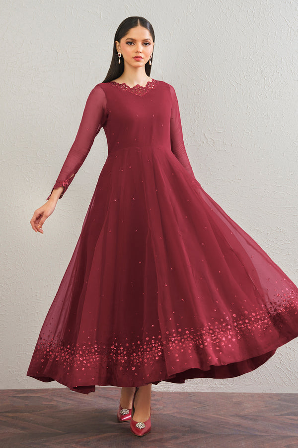 Baroque | Luxury Pret 25 | EMBROIDERED CHIFFON FROCK PR-901 - by Libasekhas UK - Registered Vendor of : Baroque - 100% Original Designer Dress