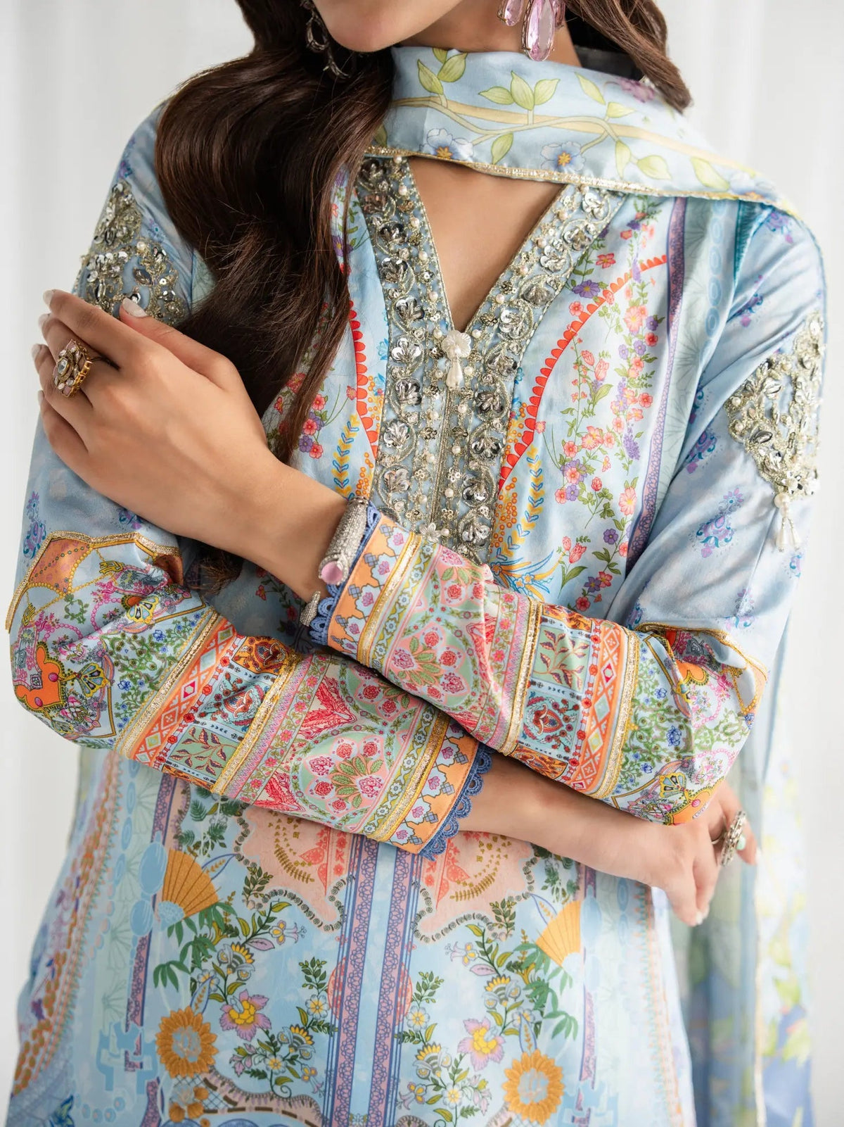 Gulaal | Aira Printed Silk | Misty - by Libasekhas UK - Registered Vendor of : Gulaal - 100% Original Designer Dress