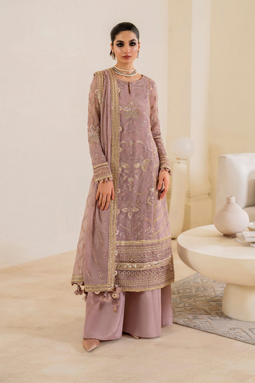 Iznik | Chinnon Chiffon | CC-48 Embroidered Chiffon - by - Libasekhas UK - Registered Vendor of : Iznik - 100% Original Designer Dresss