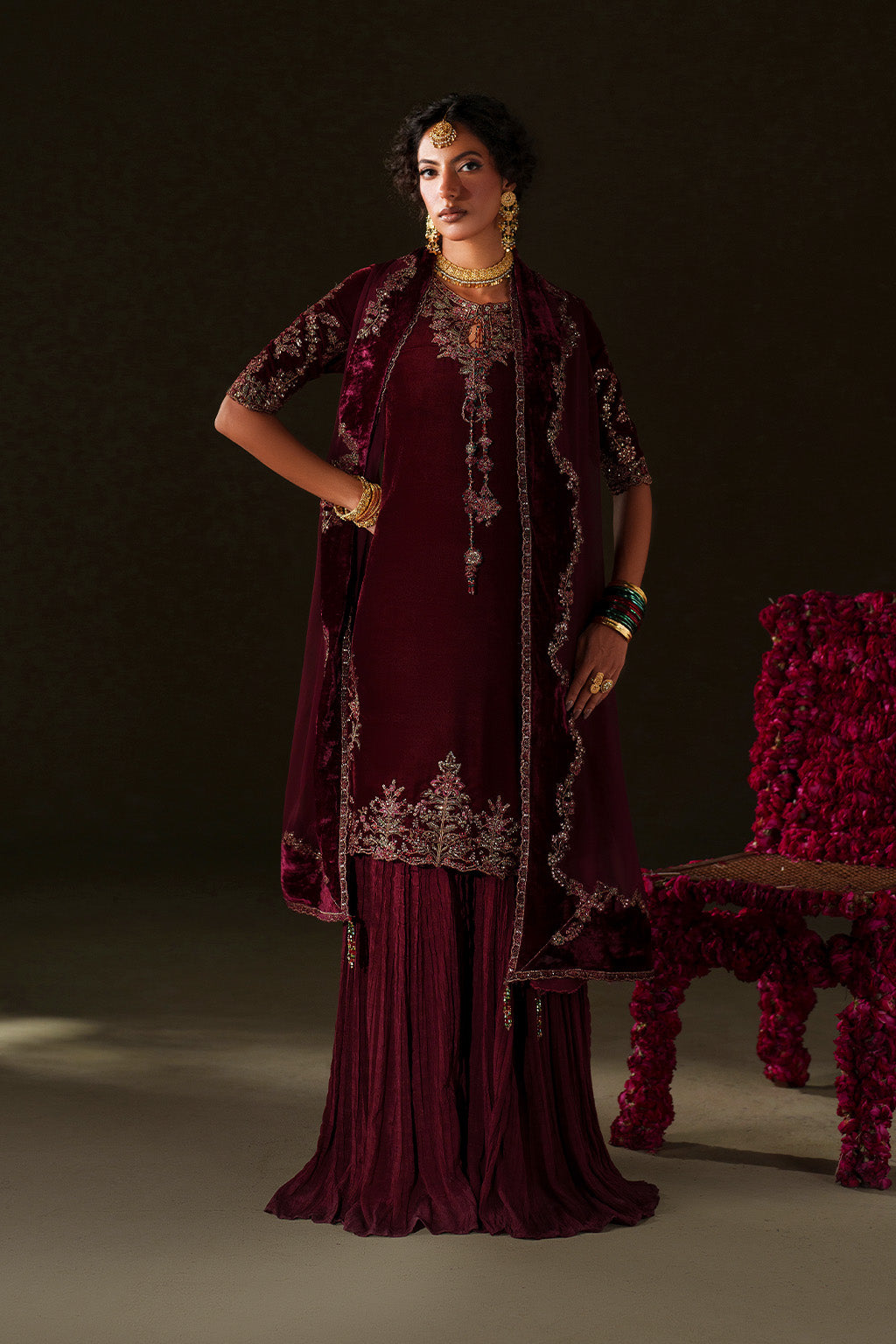 Iznik | Velvet 25 | IV-71 Embroidered Velvet - by Libasekhas UK - Registered Vendor of : Iznik - 100% Original Designer Dress