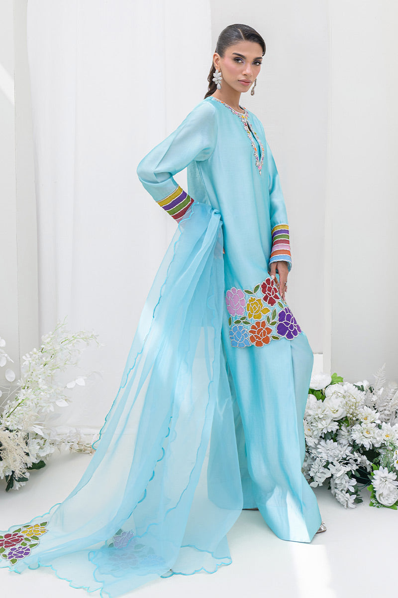 Chic Ophicial | Aarzu Luxe Pret | Sea Breeze Rose - by Libasekhas UK - Registered Vendor of : Chic Ophicial - 100% Original Designer Dress