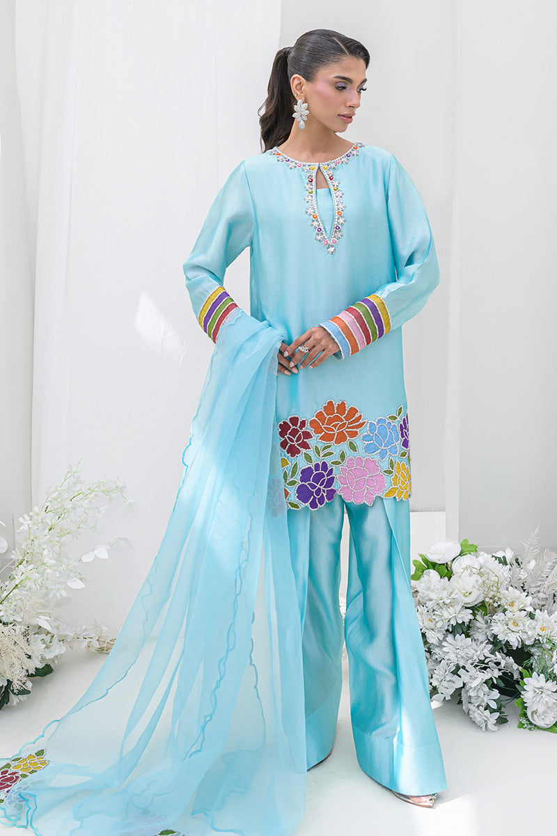 Chic Ophicial | Aarzu Luxe Pret | Sea Breeze Rose - by Libasekhas UK - Registered Vendor of : Chic Ophicial - 100% Original Designer Dress