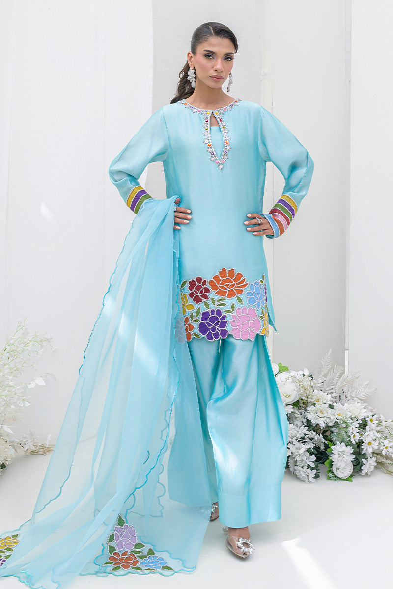 Chic Ophicial | Aarzu Luxe Pret | Sea Breeze Rose - by Libasekhas UK - Registered Vendor of : Chic Ophicial - 100% Original Designer Dress