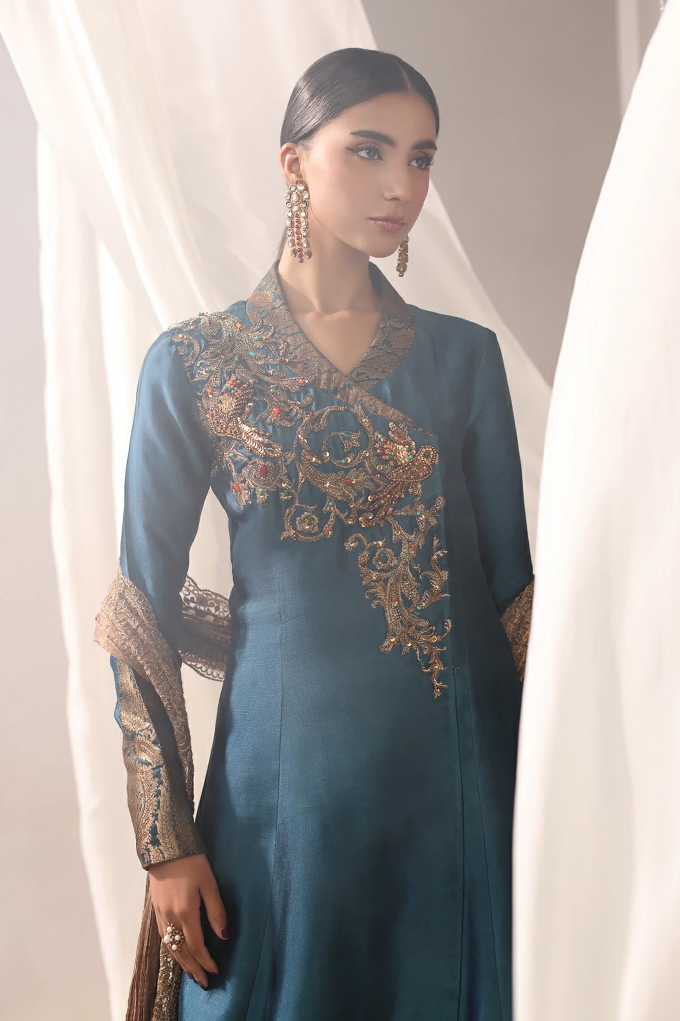Musferah Saad | Into Twilight | Teal Temptress - by Libasekhas UK - Registered Vendor of : Musferah Saad - 100% Original Designer Dress