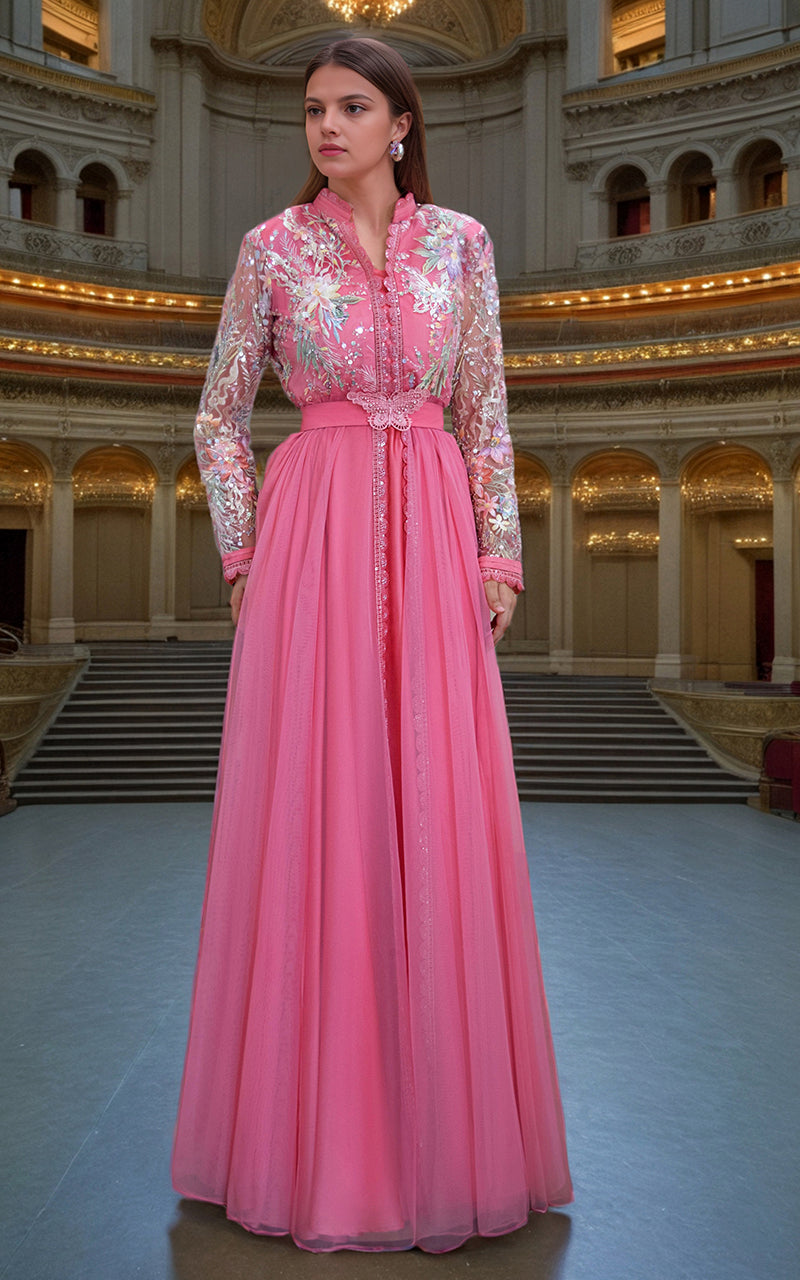 Threads and Motifs | Formal Dresses 25 | Net Embroidered Maxi - by Libasekhas UK - Registered Vendor of : Threads and Motifs - 100% Original Designer Dress