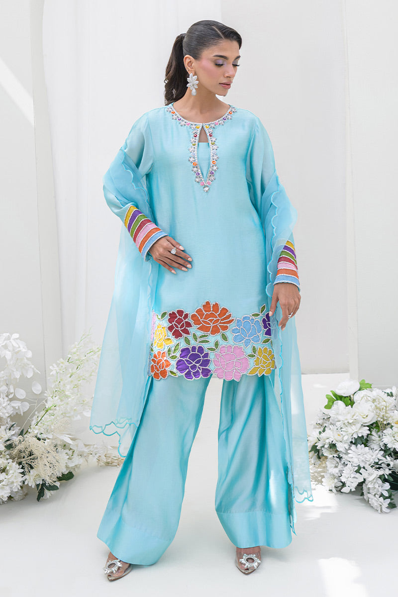 Chic Ophicial | Aarzu Luxe Pret | Sea Breeze Rose - by Libasekhas UK - Registered Vendor of : Chic Ophicial - 100% Original Designer Dress