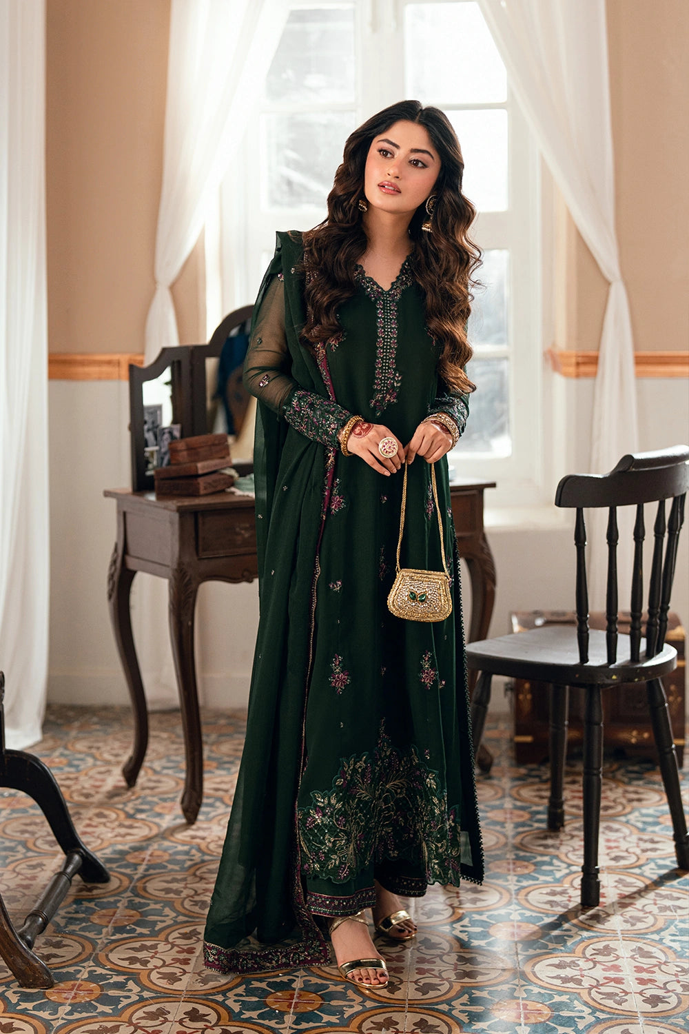 Azure | Eid Drop | Glimmer Green - by Libasekhas UK - Registered Vendor of : Azure - 100% Original Designer Dress