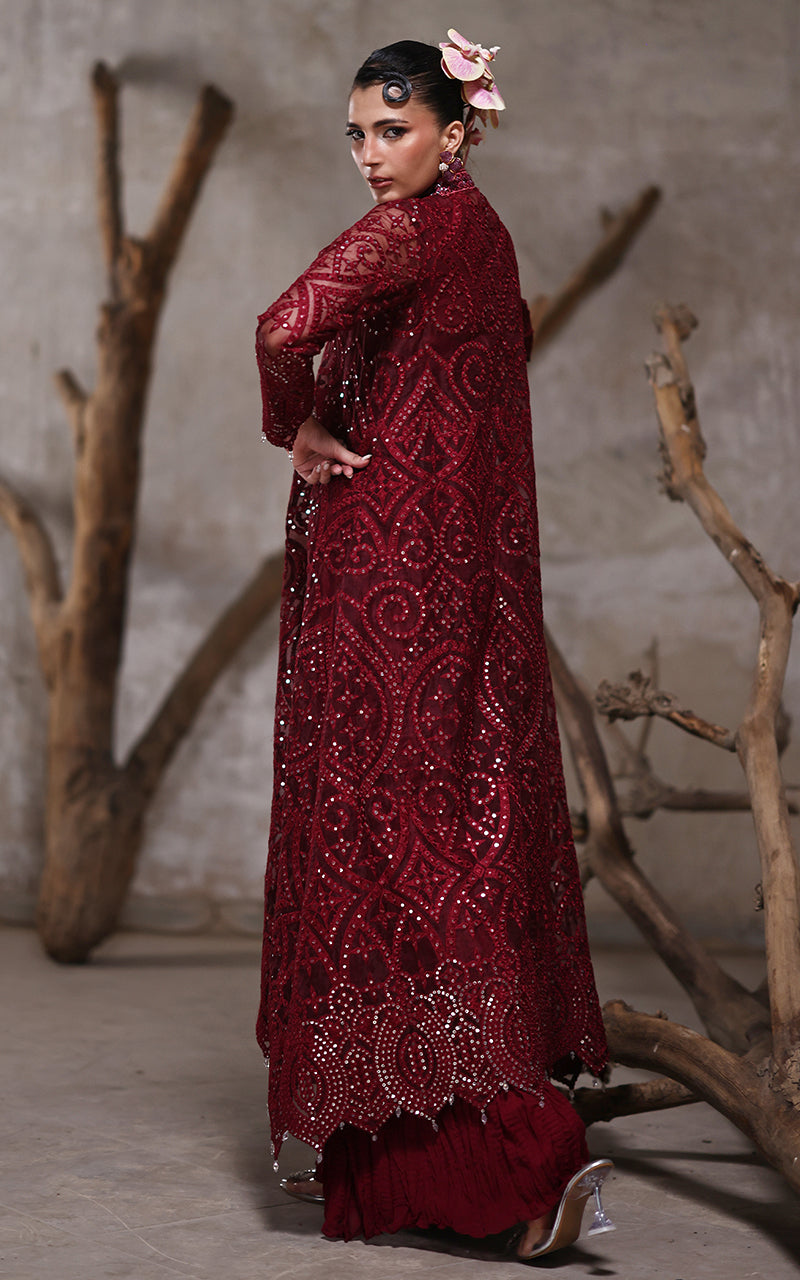 Threads and Motifs | Formal Dresses 25 | Organza Jacket With Crushed Trouser - by Libasekhas UK - Registered Vendor of : Threads and Motifs - 100% Original Designer Dress