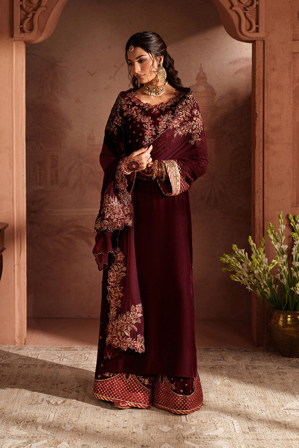 Iznik | Velvet 25 | IV-55 Embroidered Velvet - by Libasekhas UK - Registered Vendor of : Iznik - 100% Original Designer Dress
