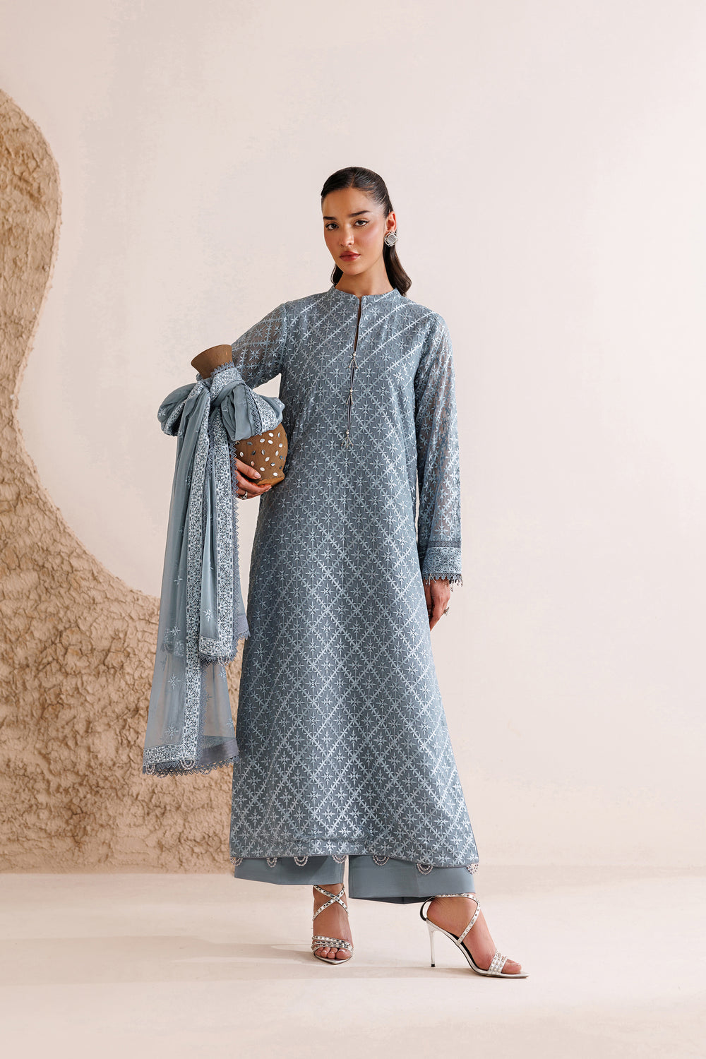 Farasha | Chiffon Threads 26 | PALE SLATE - by Libasekhas UK - Registered Vendor of : Farasha - 100% Original Designer Dress