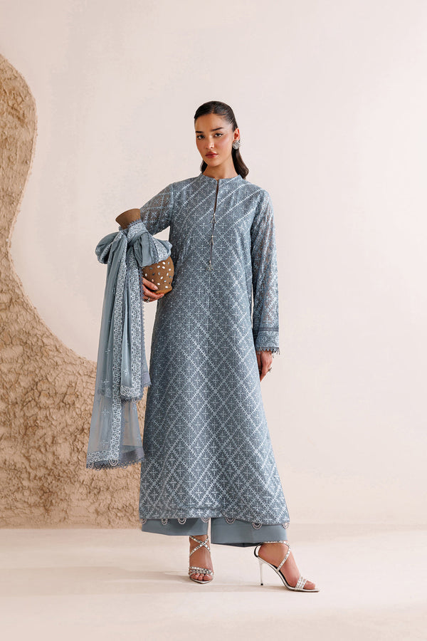 Farasha | Chiffon Threads 26 | PALE SLATE - by Libasekhas UK - Registered Vendor of : Farasha - 100% Original Designer Dress