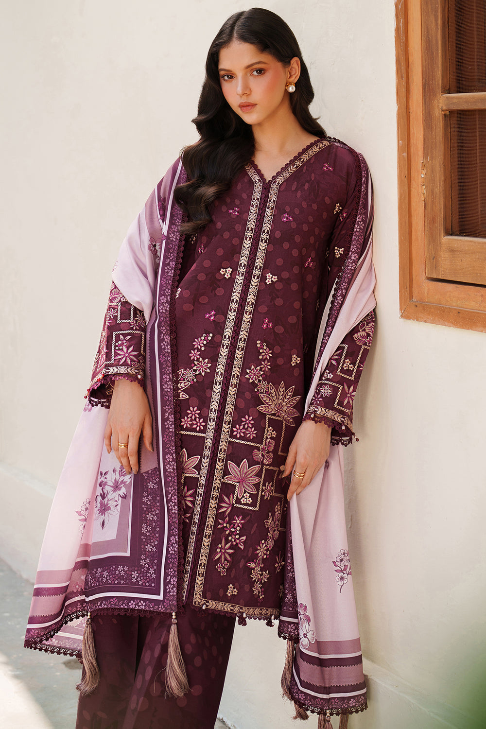 Farasha | Meline Premium Viscose 25 | Mauve Cream - by Libasekhas UK - Registered Vendor of : Farasha - 100% Original Designer Dress