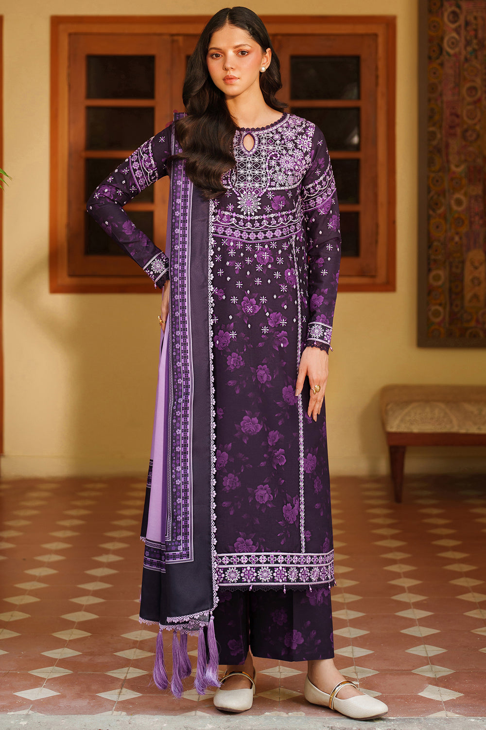 Farasha | Meline Premium Viscose 25 | Plum Powder - by Libasekhas UK - Registered Vendor of : Farasha - 100% Original Designer Dress