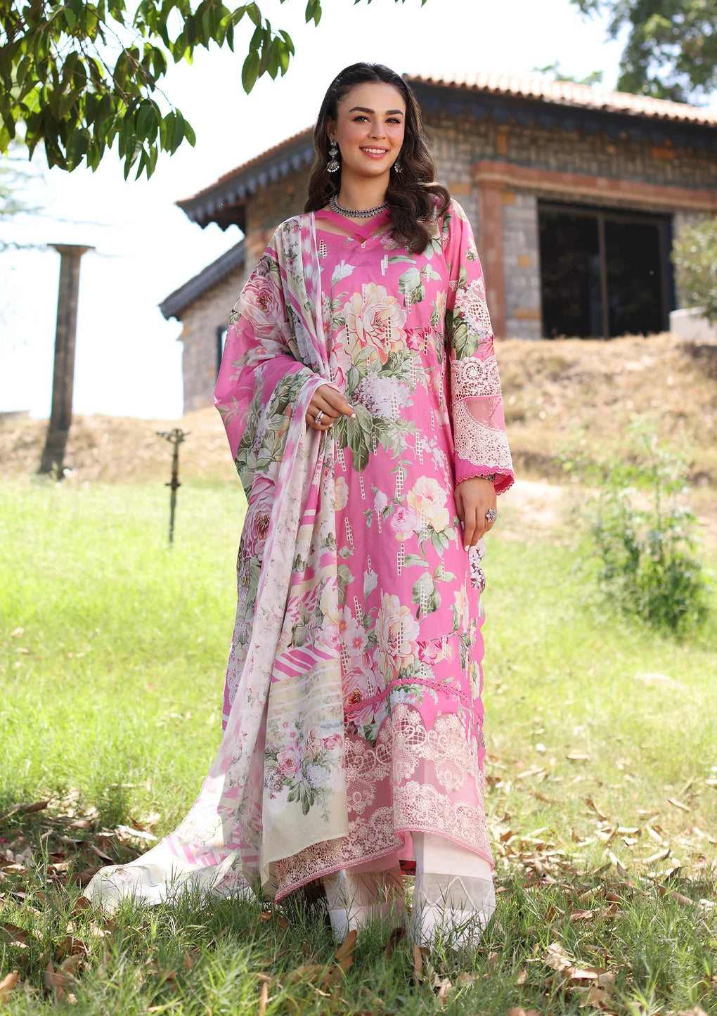 Elaf Premium | Prints Chikankari 24 | 03B PINK MUSE - Luxury -  Libasekhas