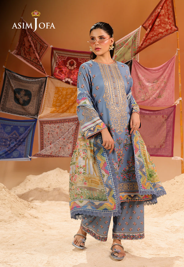 Asim Jofa | Summer Rhapsody | AJUBU-11 Printed Embroidered Lawn - by Libasekhas UK - Registered Vendor of : Asim Jofa - 100% Original Designer Dress