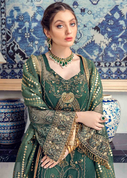 Meeral | Wedding Formals | ML-04-BOTTLE GREEN - by - Libasekhas UK - Registered Vendor of : Meeral - 100% Original Designer Dresss