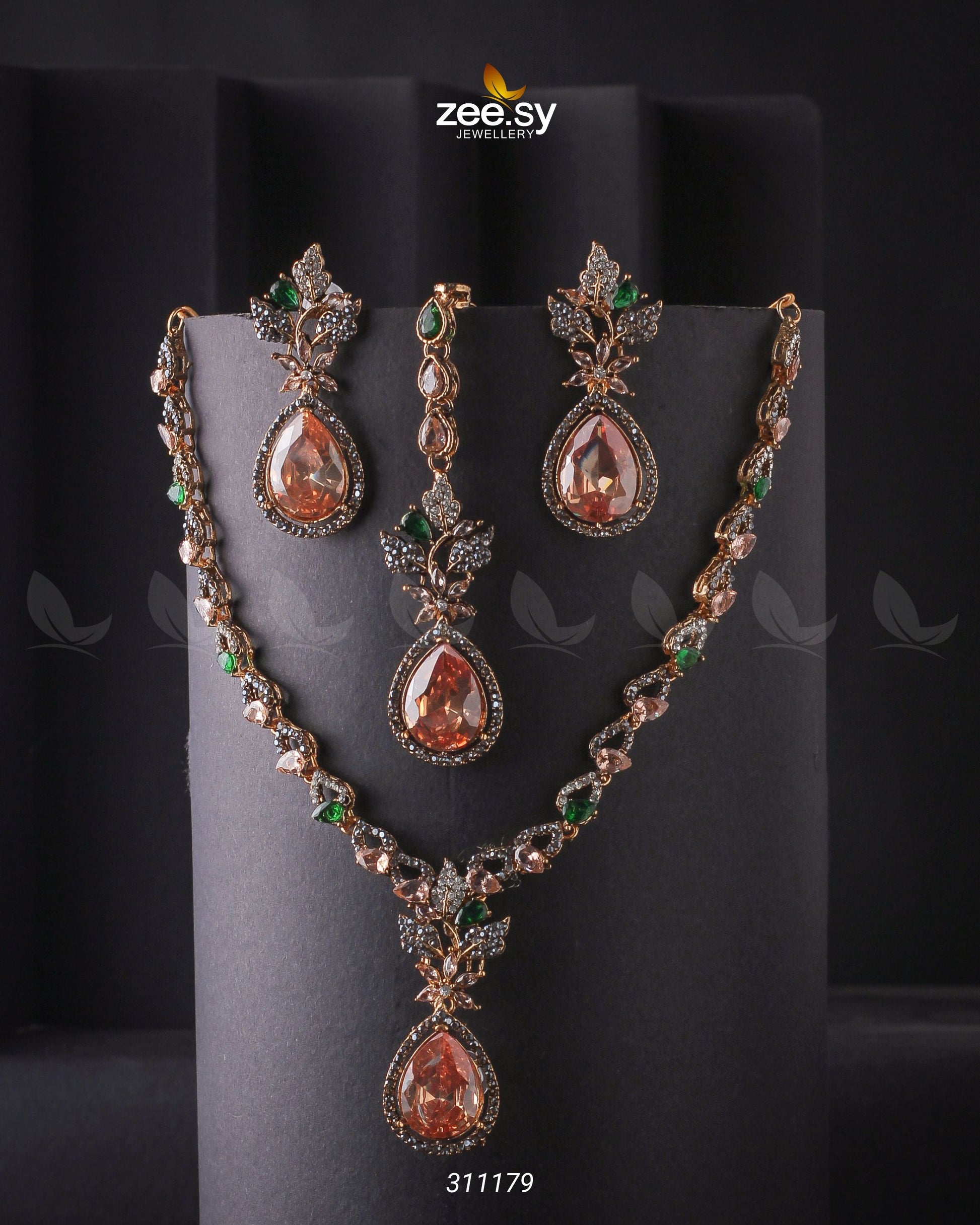 Opal Necklace Set - by - Libasekhas UK - Registered Vendor of : Zeesy - 100% Original Designer Dresss