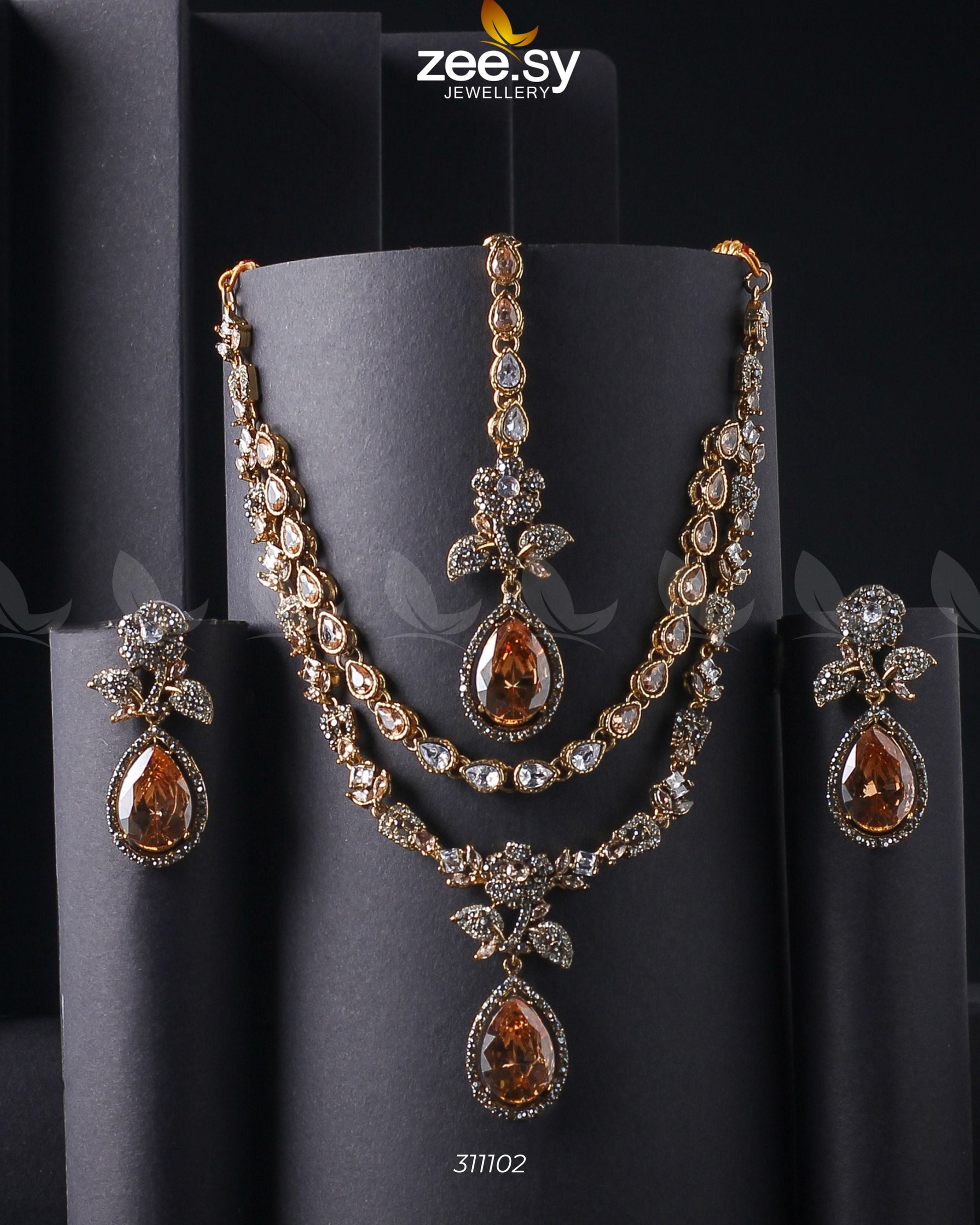 Amelia Necklace Set - by - Libasekhas UK - Registered Vendor of : Zeesy - 100% Original Designer Dresss