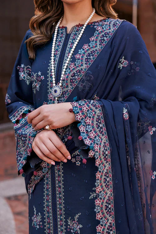 Farasha | Kaavish Lawn 24 | DEEP SAPPHIRE - by - Libasekhas UK - Registered Vendor of : Farasha - 100% Original Designer Dresss