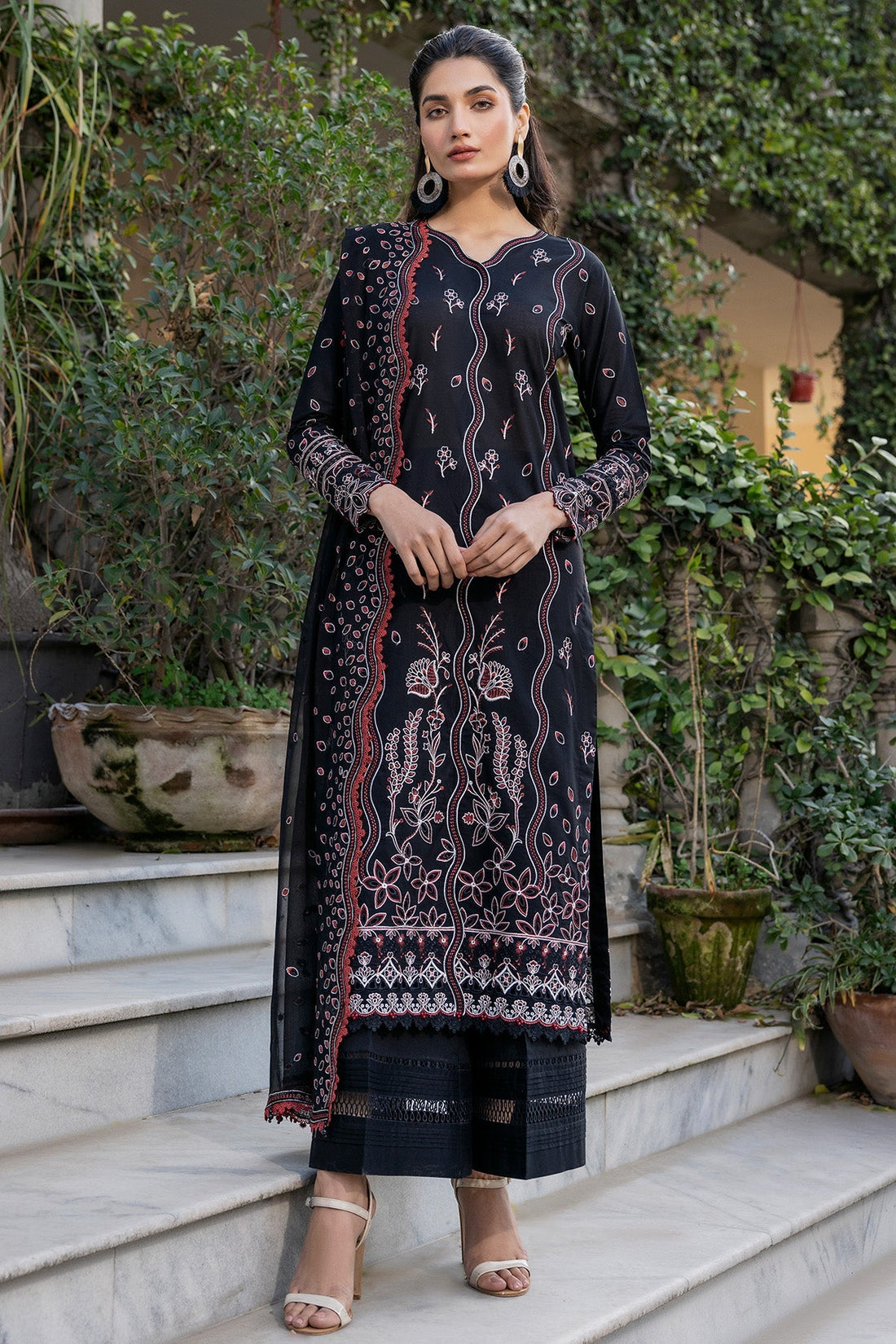 Farasha | Summer Weaves Embroidered Lawn | Black Rose - by - Libasekhas UK - Registered Vendor of : Farasha - 100% Original Designer Dresss