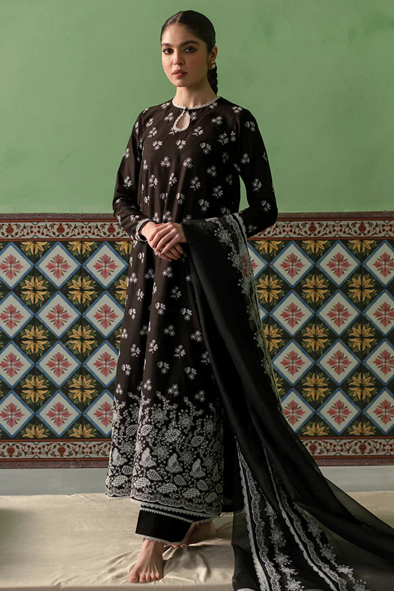 Cross Stitch | Chikankari Lawn | DUSKY SABLE - by - Libasekhas UK - Registered Vendor of : Cross Stitch - 100% Original Designer Dresss