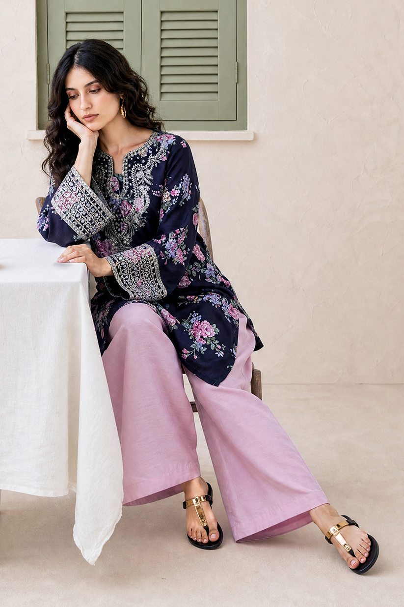 Saad Shaikh | Ease Fall Edit 26 | D-09 Co-ord Set Black and Pink - by Libasekhas UK - Registered Vendor of : Saad Shaikh - 100% Original Designer Dress
