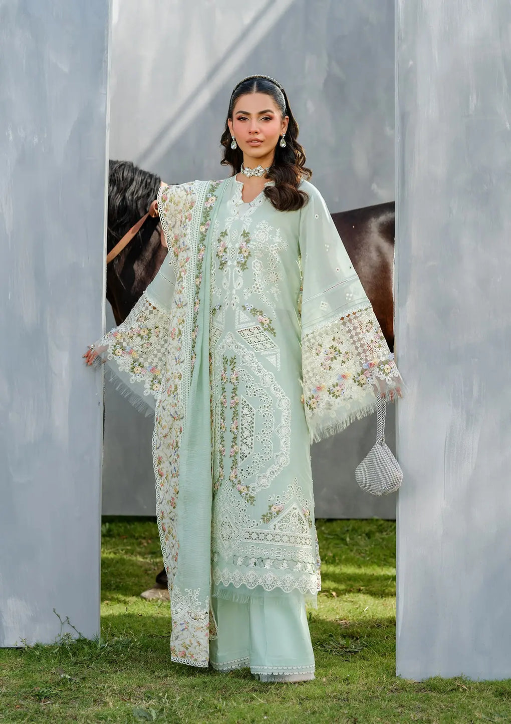 Elaf Premium | Luxury Lawn 25 | ELH-4B FROSTEL - by - Libasekhas UK - Registered Vendor of : Elaf Premium - 100% Original Designer Dresss