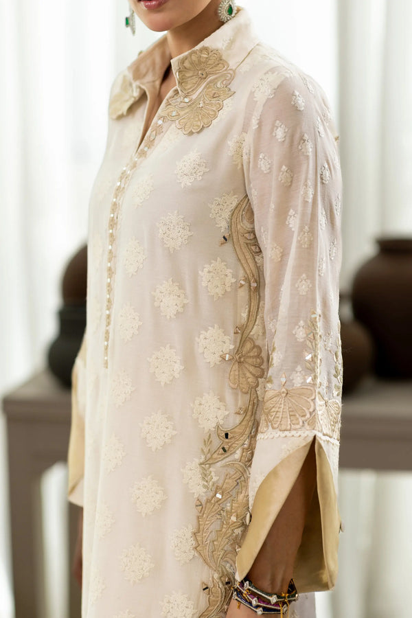 Wahaj M Khan | Sanam Luxe | Ivory Sanam Kaftan - by Libasekhas UK - Registered Vendor of : Wahaj M Khan - 100% Original Designer Dress
