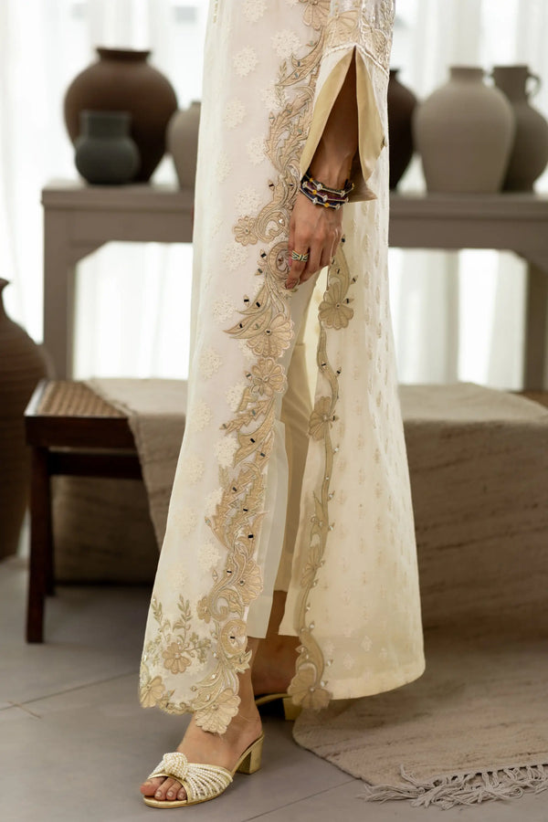 Wahaj M Khan | Sanam Luxe | Ivory Sanam Kaftan - by Libasekhas UK - Registered Vendor of : Wahaj M Khan - 100% Original Designer Dress