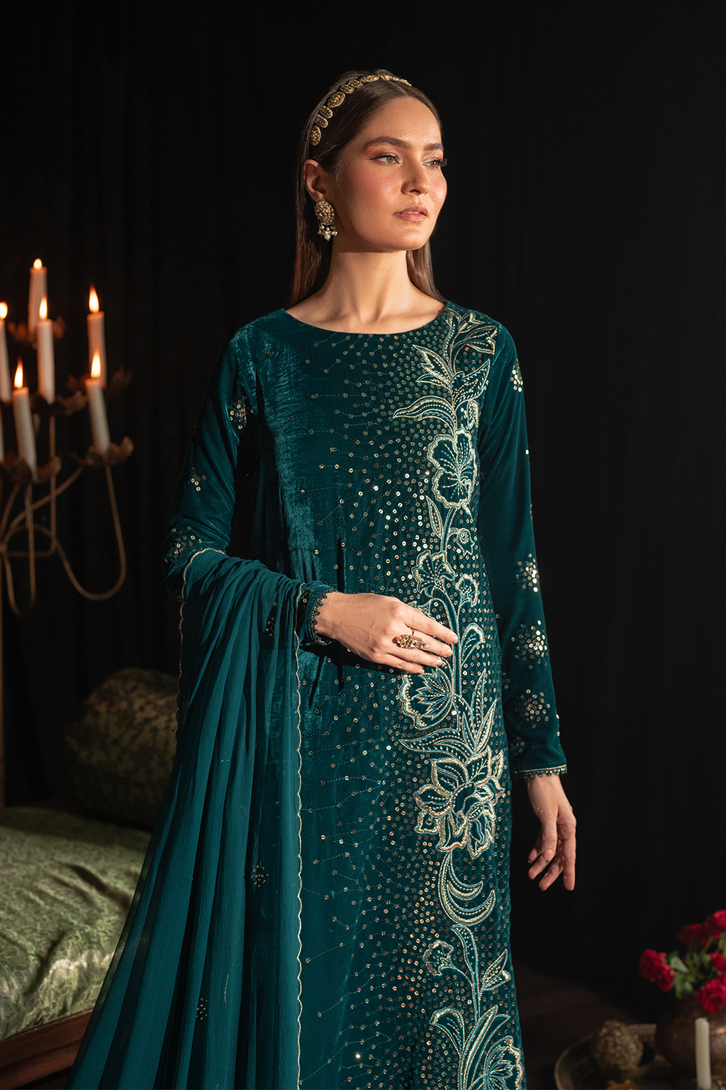 Iznik | Velvet 25 | IV-47 Embroidered Velvet - by Libasekhas UK - Registered Vendor of : Iznik - 100% Original Designer Dress