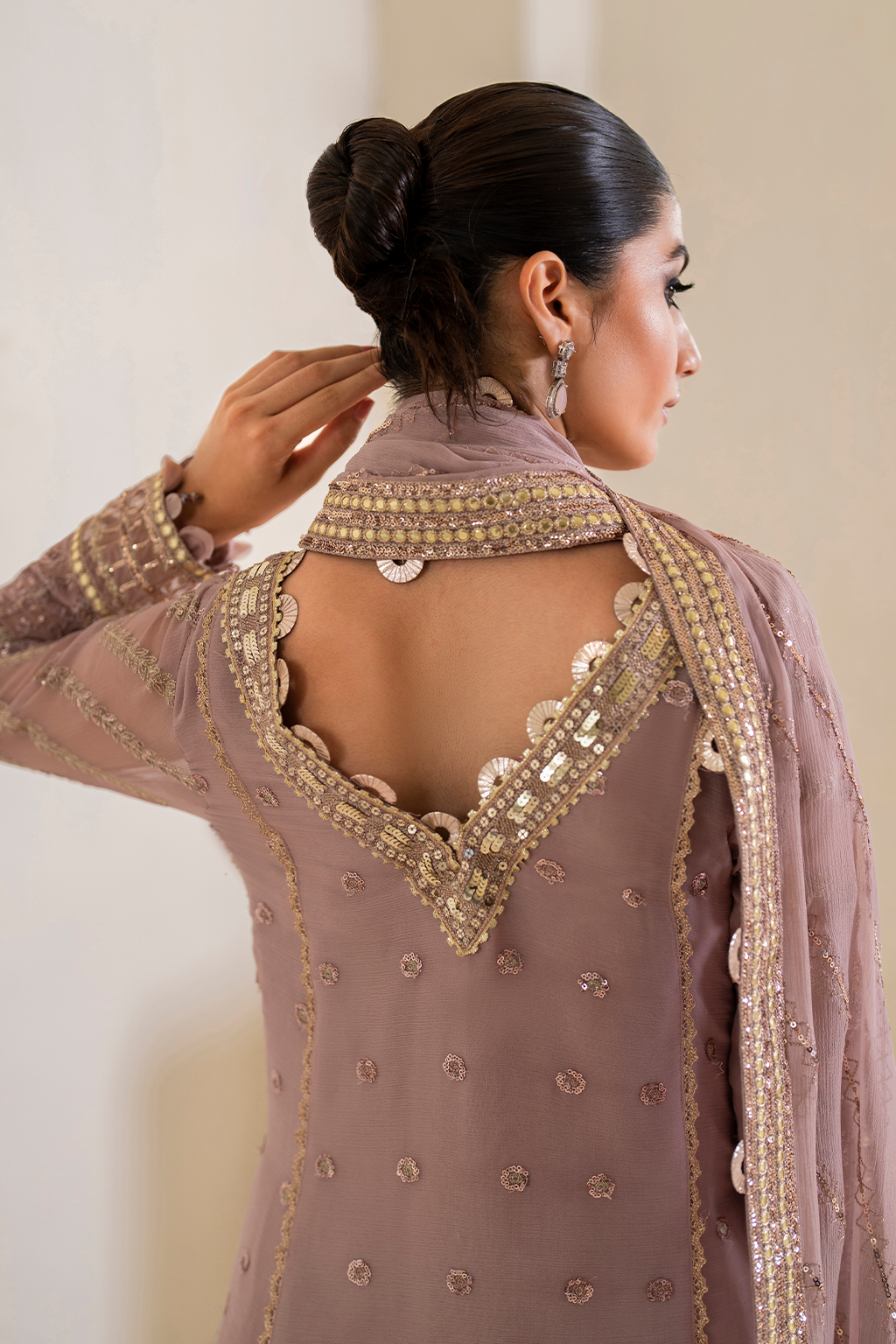 Iznik | Chinnon Chiffon | CC-48 Embroidered Chiffon - by - Libasekhas UK - Registered Vendor of : Iznik - 100% Original Designer Dresss
